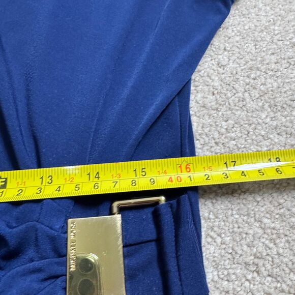 Michael Kors Womens Navy Blue Work Top With Side Cinch Buckle Detail Sz XL READ - Picture 12 of 16